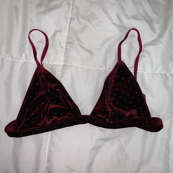 Tops - Burgundy velvet gold for bralette - SIZE SMALL